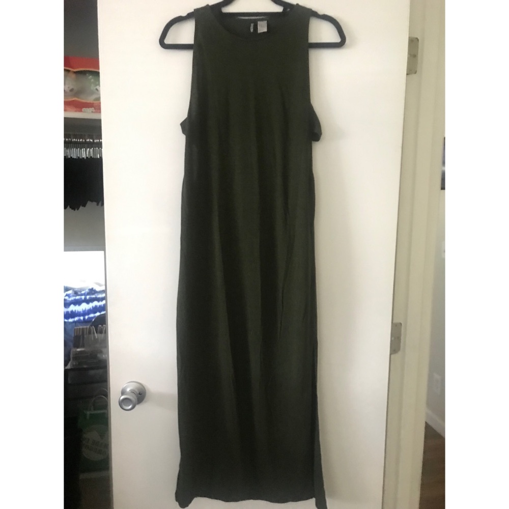 H&M Forest Green Cutout Calf-Length Dress